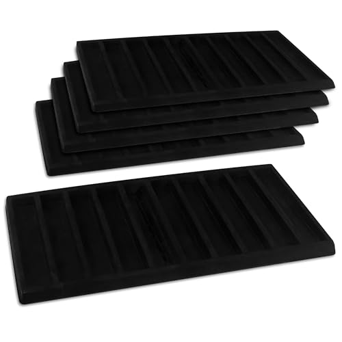 Novel Box 5 Pack Black Liner Jewelry Storage Tray Inserts 14.75x8.25x1 Inches with 10, 18, 24, 32 & 50 Compartments - Jewelry Display Pads for Rings Earrings Pendants Necklaces Bracelets & Chains - color: Black, size: Assorted-Slot Inserts (10/18/24/32/50