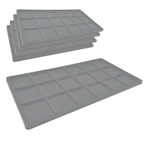 Novel Box 5 Pack 18-Slot Gray Liner Jewelry Storage Tray Inserts 14.75x8.25x1 Inches - Jewelry Organizer Pad for Drawers & Store Displays - Jewelry Display Pads for Rings Earrings & Pendants - color: Gray, size: 18-Slot Inserts
