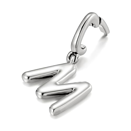 OVRUNS Initial Charm for Women,Letter Bracelet Necklace Charms Alphabet Pendant Charms With Clasp - color: Silver, style: Letter M II