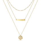 Aisansty Dainty Layered Choker Necklaces Handmade Coin Tube Star Pearl Pendant Multilayer Adjustable Layering Chain Gold Plated Necklaces Set for Women - color: Gold, style: Gold Bar&Disc