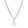 Men’s Minimal Initial Necklace, Stainless Steel Gold Silver Tone 26 Letters Pendant Necklace for Men Women 3.5mm Cuban Chain Waterproof - style: A.