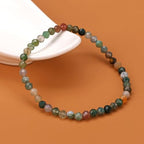 Natural Faceted Crystal Bracelet for Women,4mm Gemstone Round Beads Bracelets Adjustable Stretchy Healing Crystal Beads Bracelets Dainty Jewelry Gift - color: Indian Agate