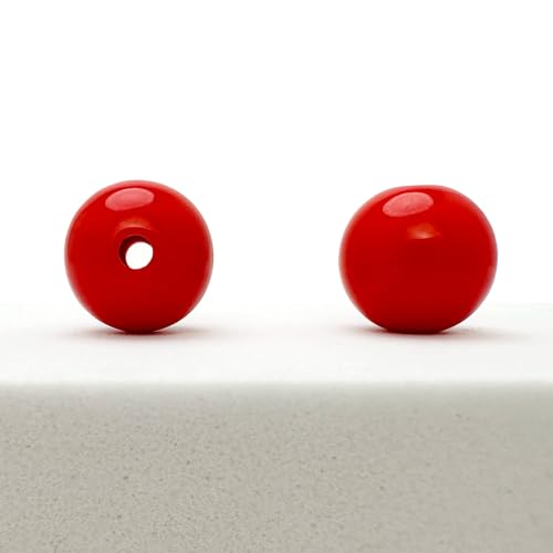 250 Round Red Acrylic Beads 12mm Diameter with 2mm Hole - color: Red, size: 12mm