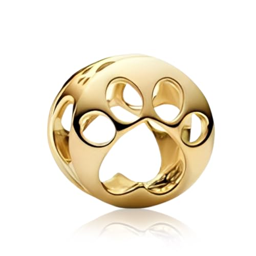 925 Sterling Silver Charms for Bracelets Gold Love and Heart Charms Cherry Blossom Dangle Beads Jewelry for Women - color: Gold Paw Print
