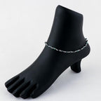 Natural Gemstone Cluster Anklets, Silver Plated Rosary Ankle Bracelet, Handmade Boho Jewelry for Women, Hypoallergenic Lightweight Crystals Beads Chain, Gift for Her, 9+1.50inch