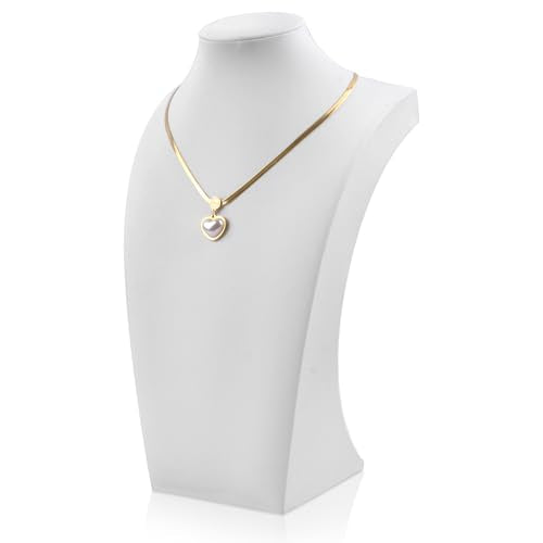 Homeanda Necklace Display Bust - PU Leather Jewelry Bust Stand for Photography, Boutique Display, and Home Organisation(White-13.4"x8.2") - color: White, size: 13.4"x8.2"