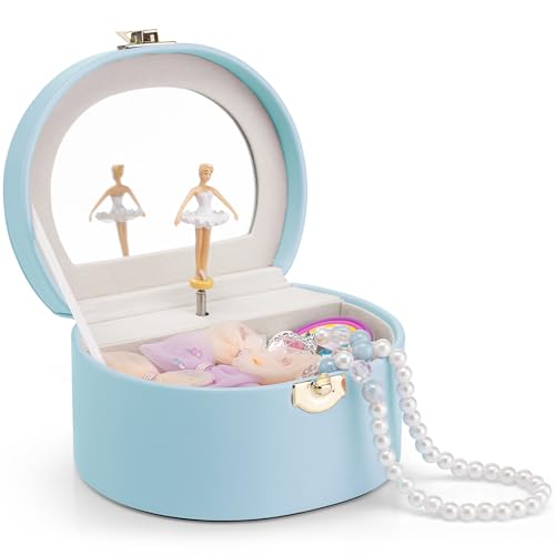 VLANDO Bithday Gift for Girl - Musical Jewelry Box for Girls, Small Kid Music Box with Ballerina for Party Bedroom Decor, Gifts for Girls Kids - Blue - color: H.Blue