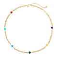 MTMY Beaded Necklaces for Women 14K Gold Plated Dainty Colorful Green/Rose Beaded Pearl Choker Necklace Delicate Boho Choker Necklace Jewelry Gift - style: 7 Color beads