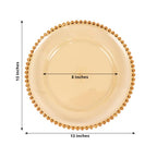 13" Charger Plates - Set of 24 - Amber Round Acrylic Disposable Chargers with Beaded Rim, Ideal for Dinner Party Wedding Bulk Events - color: Amber, size: 13" Charger Plate, 24 Pack