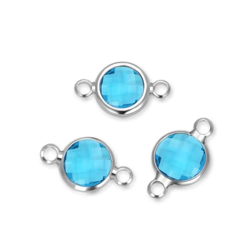 20pcs Adabele Grade A March Aquamarine Blue Birthstone Connector Link 6mm (0.24 Inch) Silver Plated Round Austrian Crystal Bead for Jewelry Making CCP1-S3 - color: March - Aquamarine Blue, size: 6mm - 20pcs