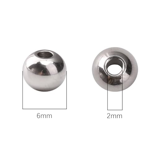 304 Stainless Steel Round Beads 6.0mm 150pcs Spacer Beads for Jewelry DIY Making and Repairing - size: 6.0mm