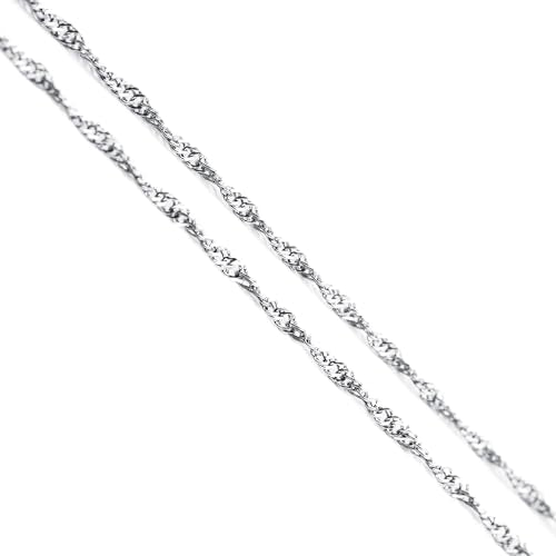 Jewelry 2mm Titanium Steel Silver Singapore Chain Necklaces for Women 16 to 30 in - size: 26 in