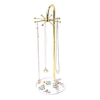Necklace Holder, Rotating Necklace Display for Vendors, Metal Jewelry Display Stand, Hanging Pandent Chain Tower Rack with 8 Hooks