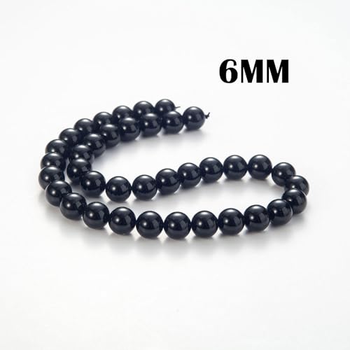 100Pcs Natural Stone Beads 6mm Black Oynx Round Gemstone Loose Beads with Elastic Bracelet String for Bracelets Necklace Jewelry Making - color: Black Oynx, size: 6mm