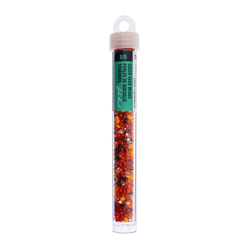 John Bead 8/0 Czech Glass Seed Beads 22 Grams Multi Mix Orange for DIY Arts Crafts Jewelry Bracelets Necklaces Earrings Phone Charm Making - color: Multi Mix Orange