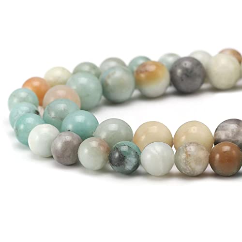 Youngbling Natural Gemstone Beads for Jewelry Making,8mm Amazonite Polished Round Smooth Stone Beads for Bracelet Necklace 15 Inch - color: Amazonite, size: 8mm