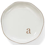 HOME SMILE Initials Ring Dish Jewery Tray with Personalized A-Monogrammed Engagement Wedding Gifts for Friends,Sister,Birthday Christmas Gifts for Women,Ceramic White - style: a