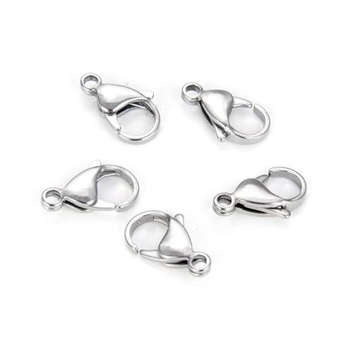 20pcs Adabele 304 Grade Surgical Stainless Steel 10mm (0.4 inch) Small Tiny Trigger Lobster Claw Clasp Hypoallergenic Connector for Craft Jewelry Making SJF12-4 - size: 10mm (0.39 inch) clasp