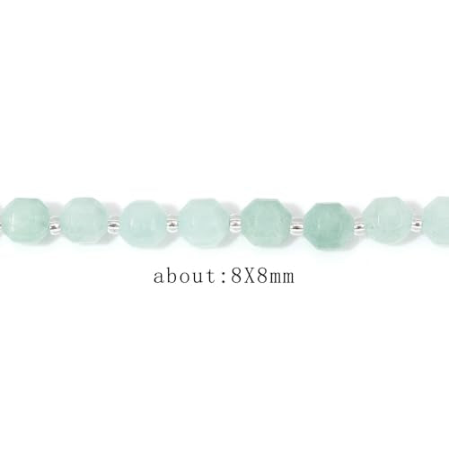 8mm Faceted Natural Jadeite Stone Loose Round Semi Gemstone Beads for Bracelet Necklace Jewelry DIY Making - color: Jadeite-1