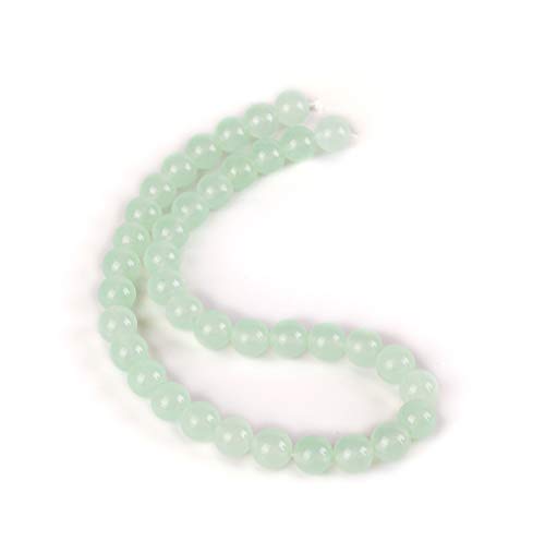 RayLineDo® 48Pcs 8mm Natural Light Green Jade Stone Round Beads Loose Beads Wholesale for Jewelry Making - color: Light Green Jade, size: 8mm