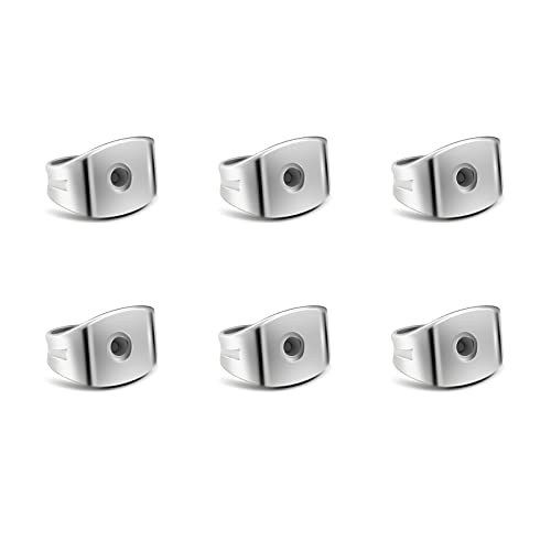 6pcs Pure Titanium Earring Backs Nickel Free Replacements Suit for 0.7-0.8mm Posts, Hypoallergenic Earring Backs for Studs for Women Men Sensitive Ears - color: 6pcs Earrings backs 4*6mm, size: 6PCS