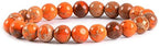 Angelstones Handmade Natural Healing Gemstone 8mm Round Beads Stretch Crystal Bracelet 7 Inch Unisex - color: Orange Sea Sediment Jasper