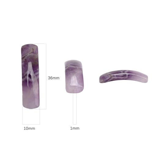 BEADIA Natural Curved Amethyst Stone Beads 36x10mm 4pcs for DIY Bracelet Jewelry Making - color: Amethyst