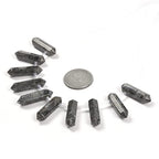 Larvikite 32mm Natural Gemstone Hexagonal Wand Jewelry Making Crystal Pointed Chakra Reiki Healing Beads 2mm Hole Drilled(Pack of 10) - color: Larvikite
