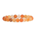 Justinstones Gem Semi Precious Gemstone 8mm Round Beads Stretch Bracelet 7 Inch Unisex - color: Red Orange Agate