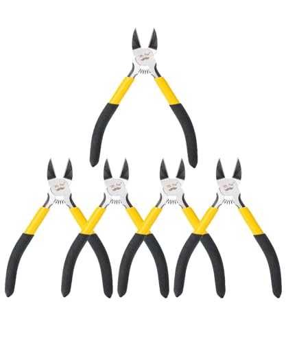 Mr. Pen- 5" Wire Cutters Bulk, 5 Pack, Precision Cutting Pliers, Ultra Sharp Wire Snips Wire Clippers, Diagonal Cutting Pliers for Jewelry Making Crafting, Wire Cutters Set - color: Yellow, Spring-loaded, size: 5 inch, 5 Pack