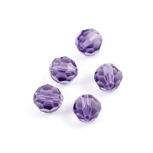 100pcs Adabele Austrian 4mm (0.16 Inch) Small Faceted Loose Round Crystal Beads Tanzanite Purple Compatible with 5000 Swarovski Crystals Preciosa SS2R-426 - color: Tanzanite/Purple, size: 4mm Small (100pcs)