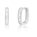 Me&Hz Gold Huggie Earrings Small Huggie Hoop Earrings for Women 14K Gold Plated Hypoallergenic Cubic Zirconia Huggies Mini Silver Hoop Earring for Women - color: Square - CZ, Silver