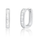 Me&Hz Gold Huggie Earrings Small Huggie Hoop Earrings for Women 14K Gold Plated Hypoallergenic Cubic Zirconia Huggies Mini Silver Hoop Earring for Women - color: Square - CZ, Silver