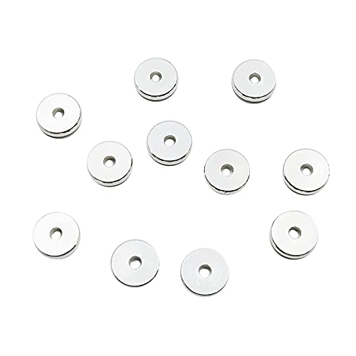 INSPIRELLE 100pcs Heishi Beads 8mm Long-Lasting Disc Brass Rondelle Spacer Beads Silver Plated Flat Round Shape Jewelry Metal Spacers for Bracelet Necklace Jewelry Making - color: Silver, size: 8mm