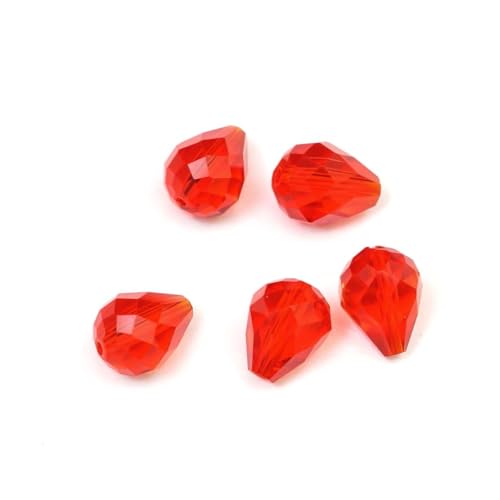24pcs Adabele Austrian 8mm Faceted Teardrop Loose Crystal Beads Light Siam Red Compatible with 5500 Swarovski Crystals Preciosa SST-806 - color: Light Siam/Red, size: 8mm x 6mm - 24pcs