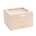Jewelry Organizer Box, Jewelry Holder Organizer 3 Layers with 2 Drawers, Jewelry Boxes Display Earring Necklace Watch Bracelet and Rings - Glass Lid Apricot - color: A Glass Lid Apricot
