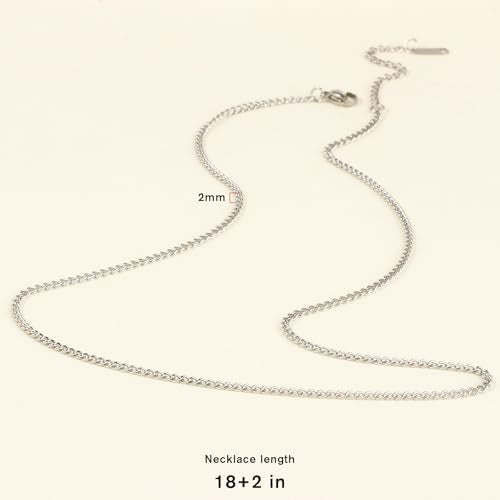 Cadikez 24PCS Stainless Steel Curb Chain Necklace Bulk, 2mm 18inch Stainless Steel Finished Flat Twisted Link Chains for Necklace Jewelry Making - color: 2.0mm Stainless Steel