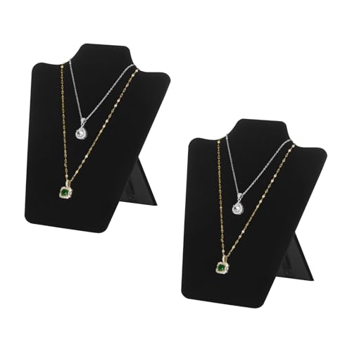 KUKUVR 2Pcs Black Velvet Necklace Bust Display Stand, Jewelry Pendants Chain Holder Stand, Necklace Display Board for Retail Vendor Booth & Selling (Small 8.8 * 6.7inch) - size: Small 8.8*6.7inch