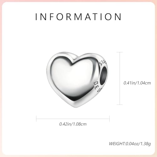 S925 Charms for Bracelets and Necklaces, Gifts for Mothers Nurses Day Graduation, for Girlfriend Family Friend, Bead Pendant, for Pandora, Silver 14K Gold Plated Enamel CZ, DIY Jewelry Making - style: 21 Small Silver Heart Charms