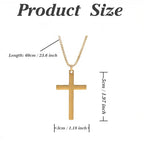 Cross Necklace for Men Silver Premium Alloy Solid Color Cross Pendant Necklace for Men Women Teens - color: Gold-Stainless Steel-23.6inch