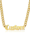 GoldChic JEWELRY Name Necklace Personalized for Men, Womens Custom Name Plate Chain, Stainless Steel Customized Old English Nameplate Choker with Curb Chains Custom, 16 inches to 30 inches - color: Cuban Chain 6 mm - Gold