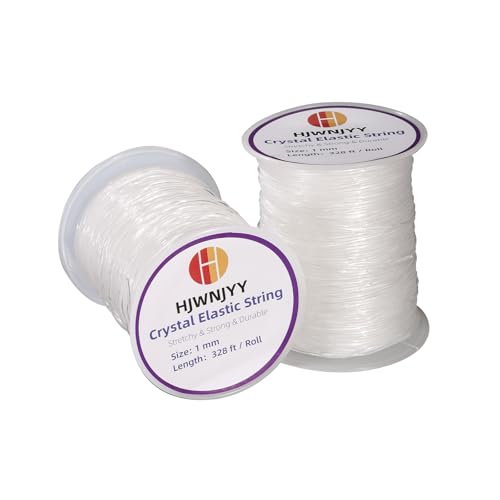 1 mm Sturdy Stretchy Bracelet String, 2 Rolls of Crystal Clear Elastic Bead Cord for Bracelets, Necklaces, and Jewelry Making (656 Feet) - size: 656 Feet(Crystal Clear)