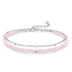 Peridot Stand Silver Gold Bracelets, Handmade Birthstone Stack Bracelet Crystal Gemstones Bead Chain Gift for Women, 8" - color: Silver-10-Oct Pink tourmaline