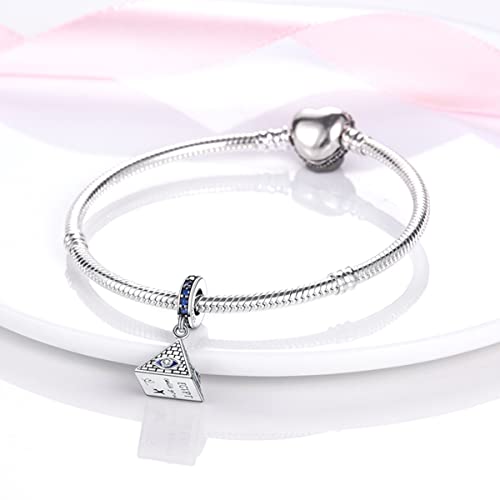 MULA 925 Sterling Silver Charms for Bracelets and Necklaces Lipstick and Bag Dangle Pendants Tower Camera Beads Jewelry Charms for Women - color: Pyramid Charm