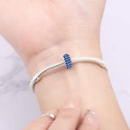 Spacer Stopper Beads for Bracelets & Necklaces, 925 Sterling Silver Beads | Smooth & Pave Cubic Zirconia (White, Blue, 18K Gold Plated) | Anti-Slide Separator Charms S925 Women Jewelry - color: 2Pcs Blue CZ Spacer