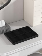 Drawer Jewelry Organizers And Storage,Velvet Bracelet And Ring Display Small Tray,Dresser Jewelry Drawer Organizer Inserts Containers,Earring And Necklace Holder Box (Black 6 Grids) - style: Black 6 Grids