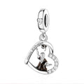 Love Family Friendship Graduation Mothers Nurses Day S925 Bead Pendant Charms for Pandora Bracelets Necklaces, Gifts Women, for Anniversary Birthday Valentines Day Christmas, Silver Gold - style: Grad-Happy Graduation Heart Charm