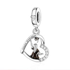 Love Family Friendship Graduation Mothers Nurses Day S925 Bead Pendant Charms for Pandora Bracelets Necklaces, Gifts Women, for Anniversary Birthday Valentines Day Christmas, Silver Gold - style: Grad-Happy Graduation Heart Charm