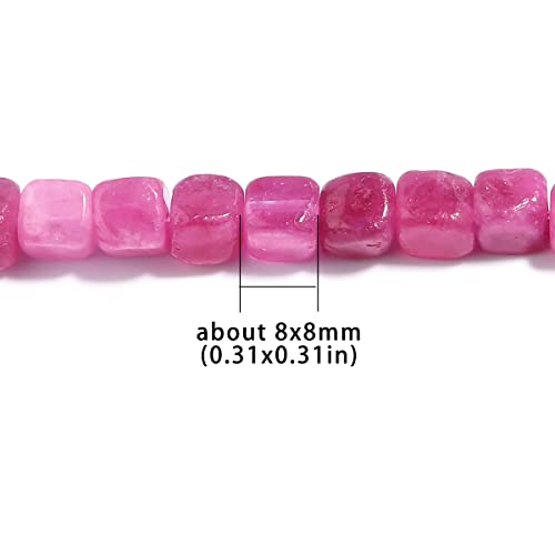 8MM Natural Hibiscus Jade Gemstone Loose Square Cube Beads Stone Healing Power for Jewelry Making DIY Bracelet Necklace - color: Hibiscus Jade