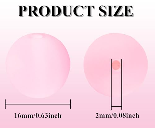25pcs Resin Transparent Frosted Beads 16mm Cat Eye Circular Rubber Bead Spacer Bead DIY Making Friendship Bracelet Phone Chain Keychain Pen Beads Accessories (Pink) - color: Pink